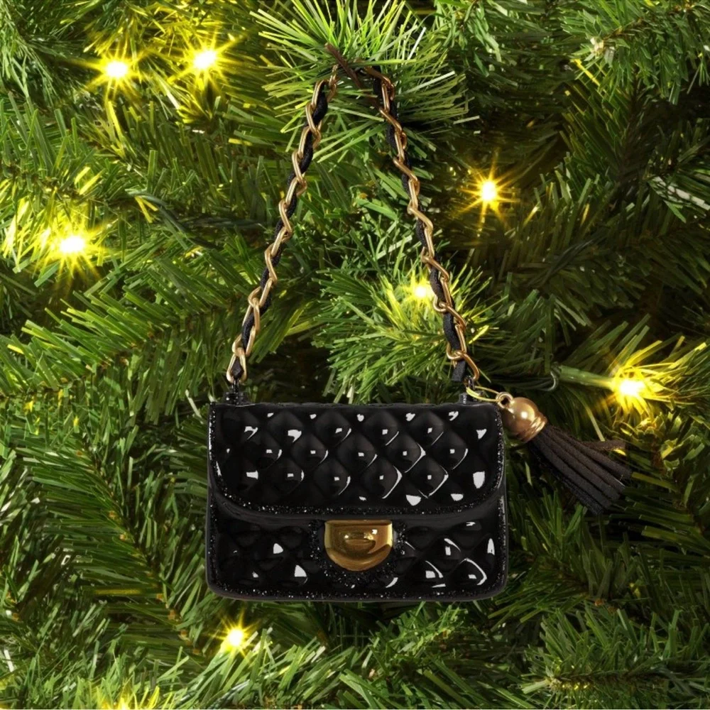 New with tags - Wondershop Black Quilted Chain Link Strap Bag Ornament